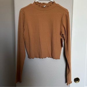 Nordstrom bp ribbed long sleeves with lettuce trim